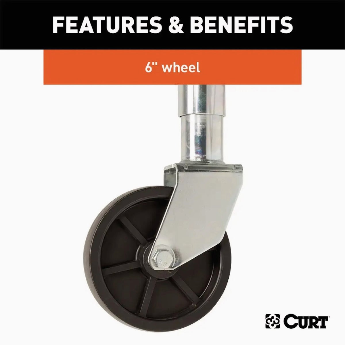 CURT 10 In. 1000 Lb. Marine Trailer Jack with 6 In. Wheel Image 5