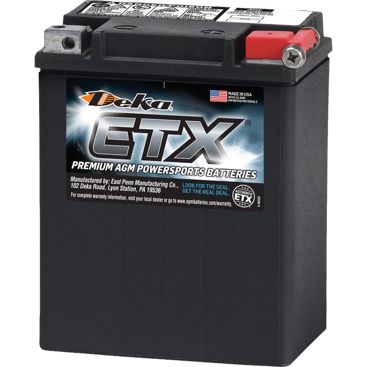 Deka 12V 220 CCA ETX15L AGM Powersport Battery Image 1