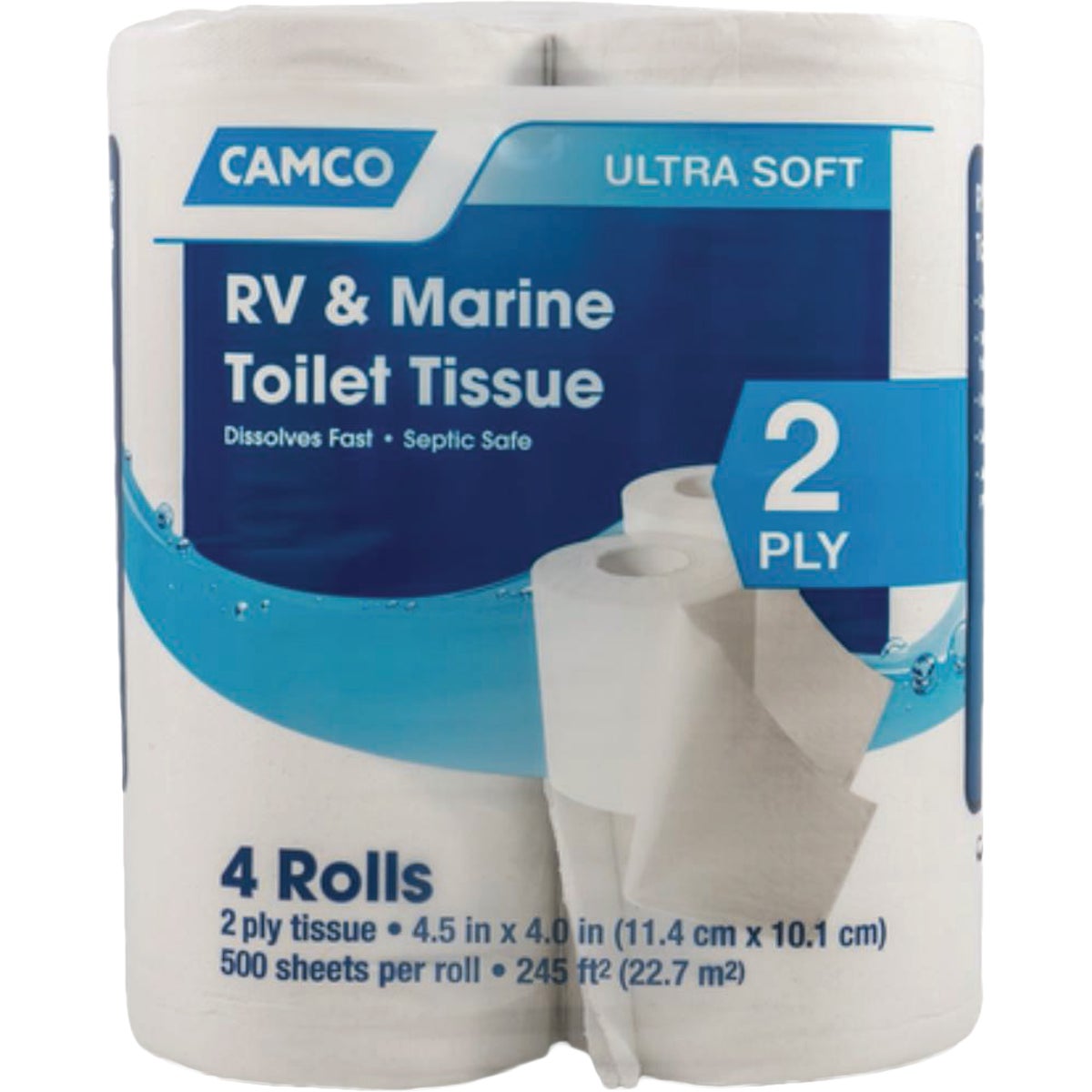Camco RV & Marine 2-Ply Toilet Paper (4 Rolls, 500 Sheets)