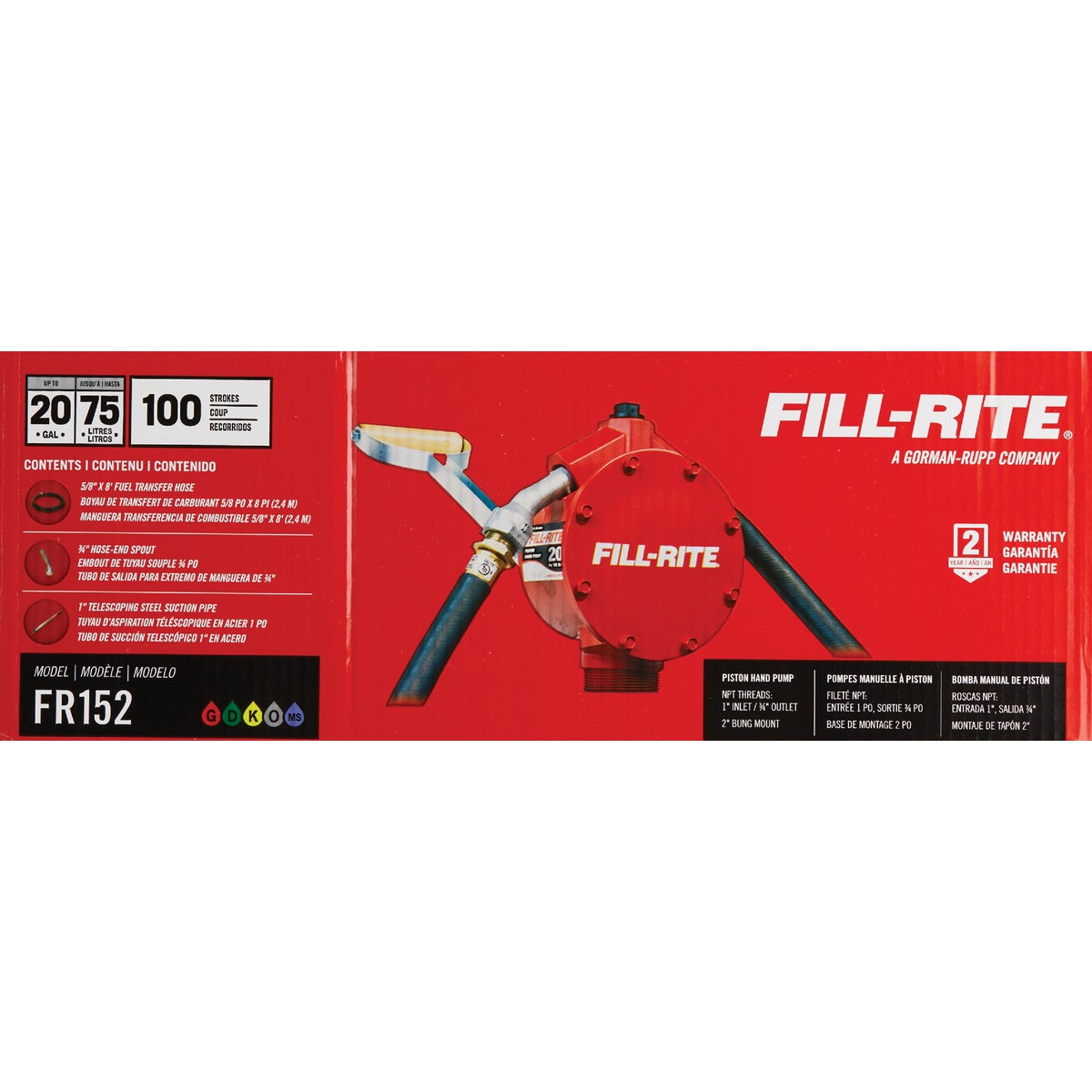 Fill-Rite Piston Hand-Operated Fuel Transfer Pump with Nozzle Spout Image 3
