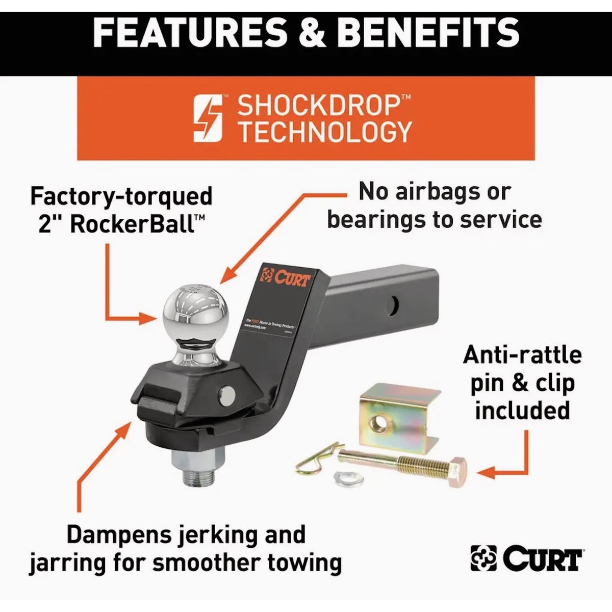 Curt Loaded Ball Mount with 2 In. Ball (2" Shank, 7,500 lbs., 6" Drop) Image 6