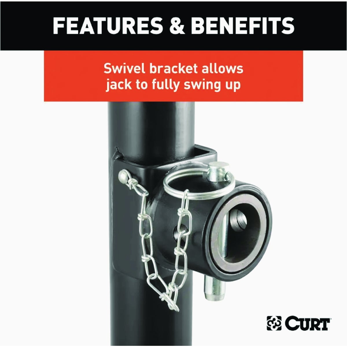 Curt 2000 Lb. Pipe-Mount Swivel Jack With Top Handle, 10 In. Travel Image 5