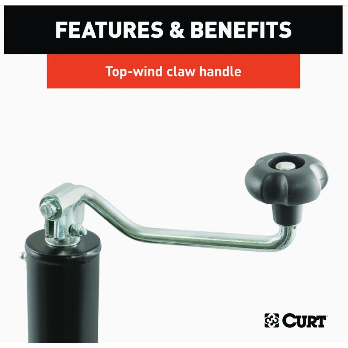 Curt 2000 Lb. Pipe-Mount Swivel Jack With Top Handle, 10 In. Travel Image 3