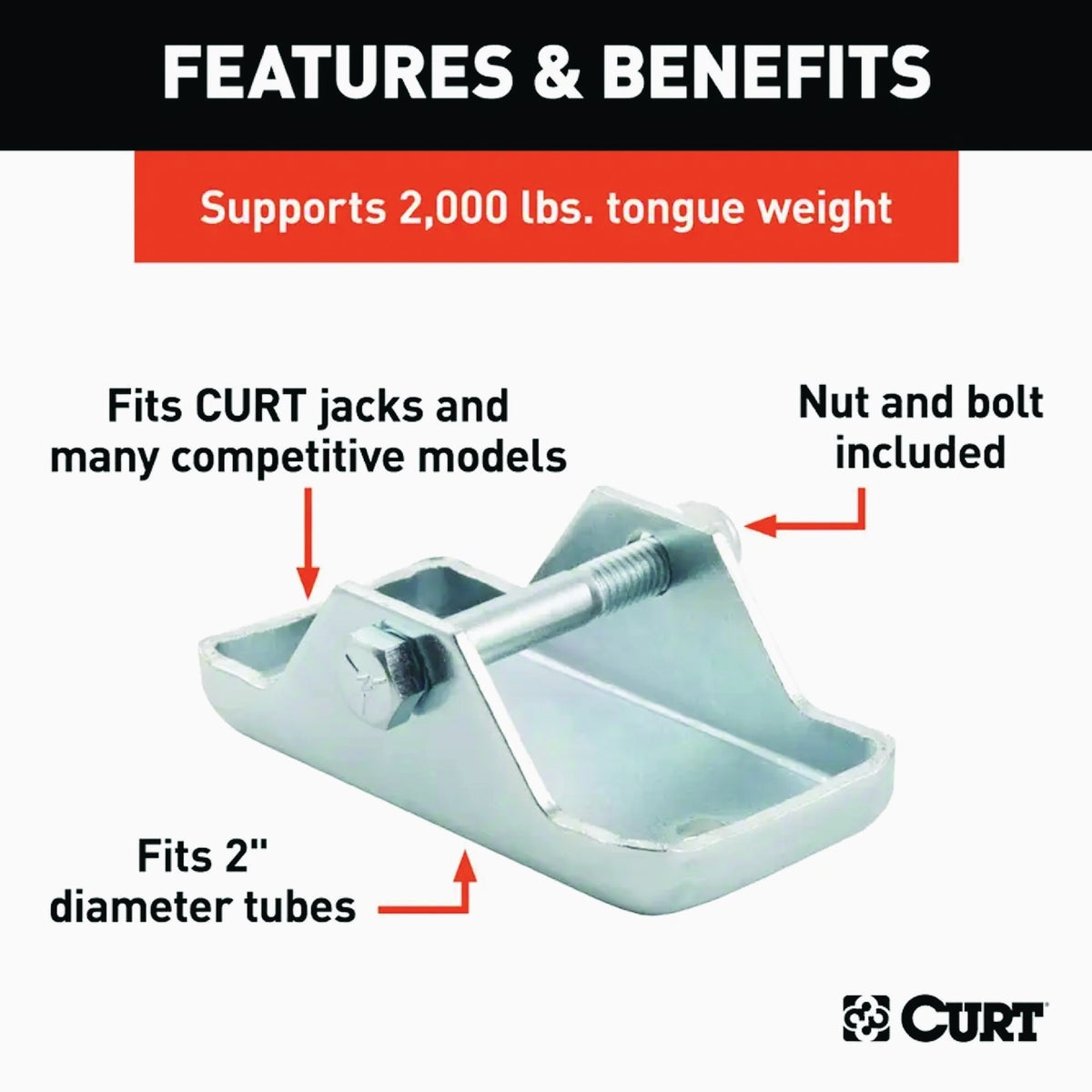 CURT Bolt-On Trailer Jack Foot Plate Image 3