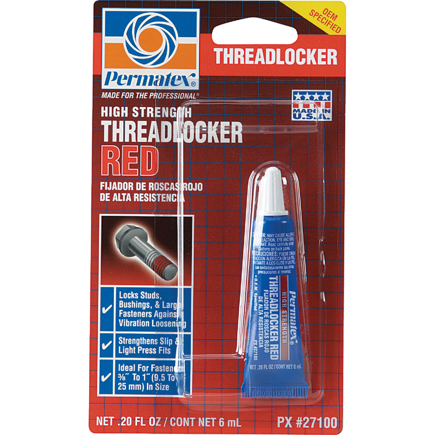 PERMATEX 0.2 Oz. Red High Strength Threadlocker Image 1