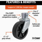 CURT 6 In. Trailer Jack Caster Image 4