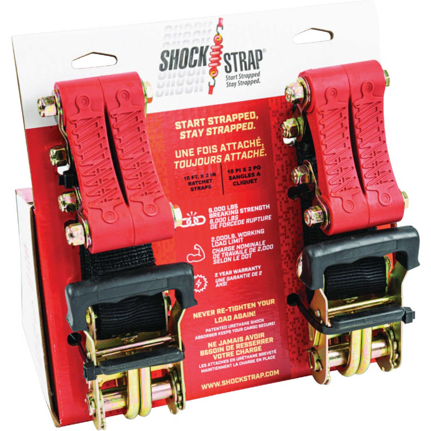 ShockStrap 18 Ft. x 2 In. Constant Tension Ratchet Tie Down Straps (2-Pack) Image 6
