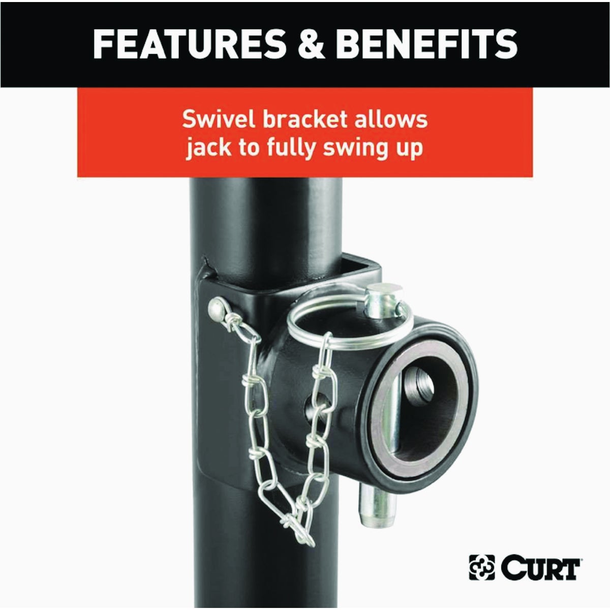 Curt 2000 Lb. Pipe-Mount Swivel Jack With Top Handle, 15 In. Travel Image 4