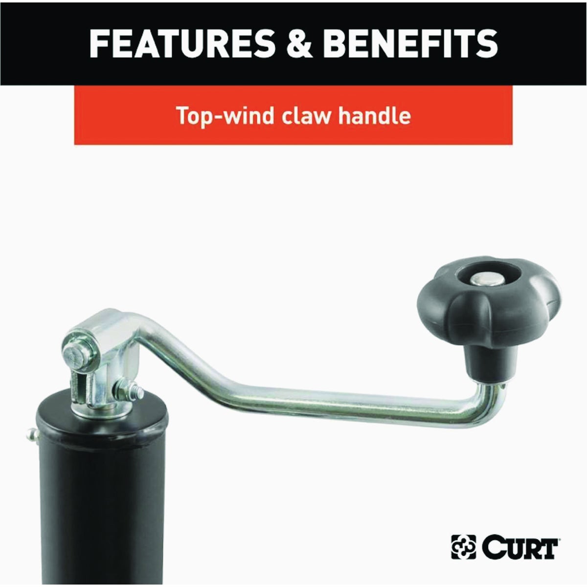 Curt 2000 Lb. Pipe-Mount Swivel Jack With Top Handle, 15 In. Travel Image 5