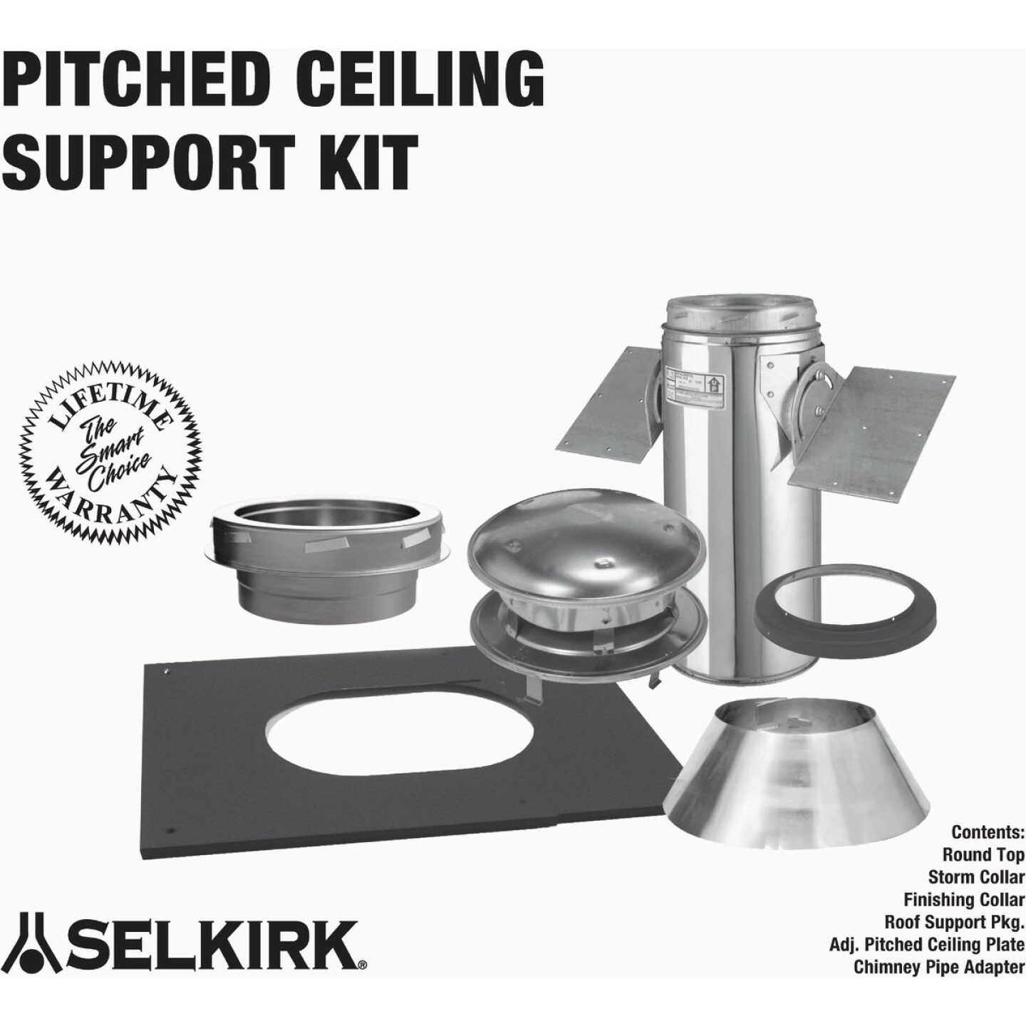 Selkirk Sure-Temp 8 In. Stainless Steel Pitched Ceiling Chimney Support Kit Image 2
