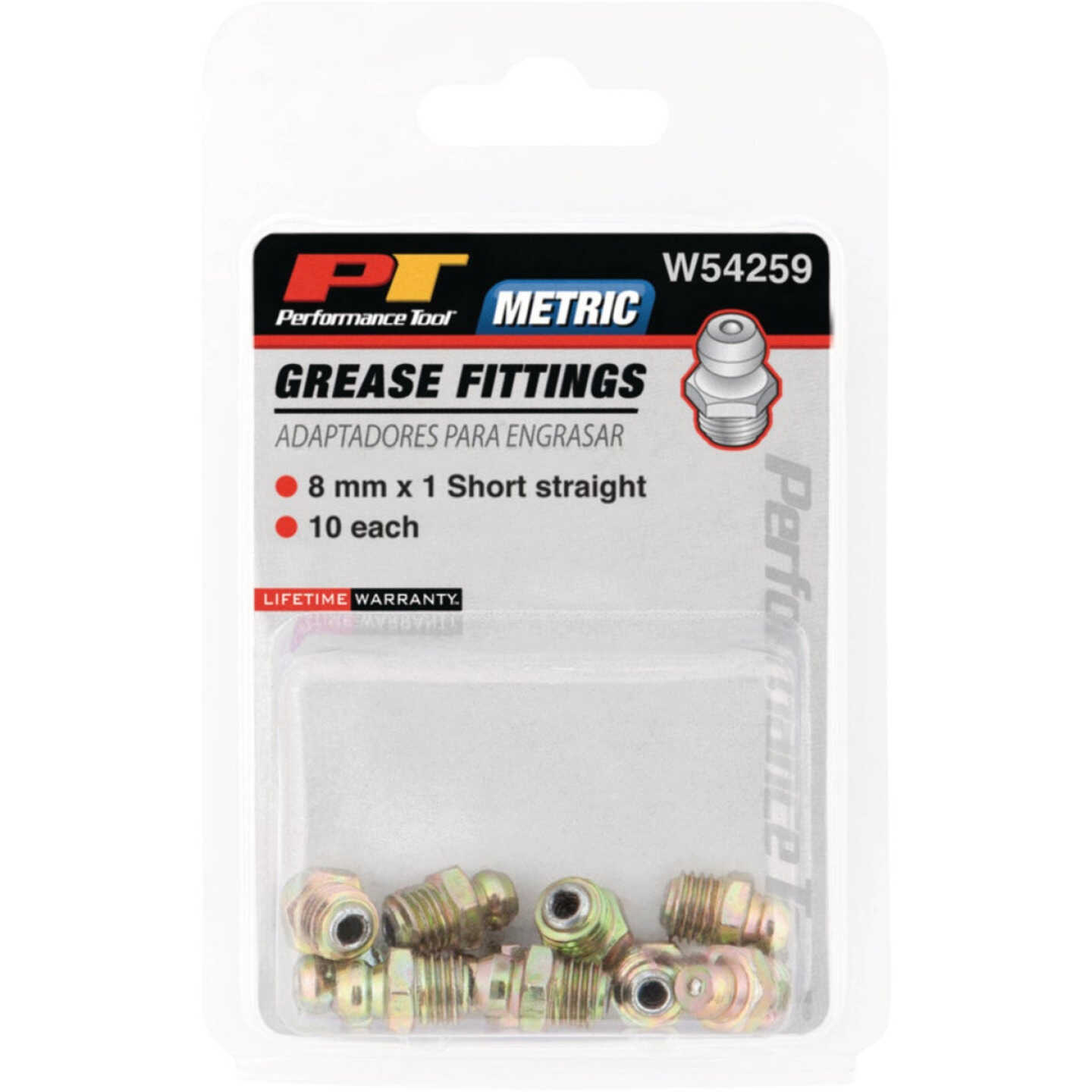 Performance Tool 10-Pack 8 mm x 1 Short Straight Grease Fittings Image 2