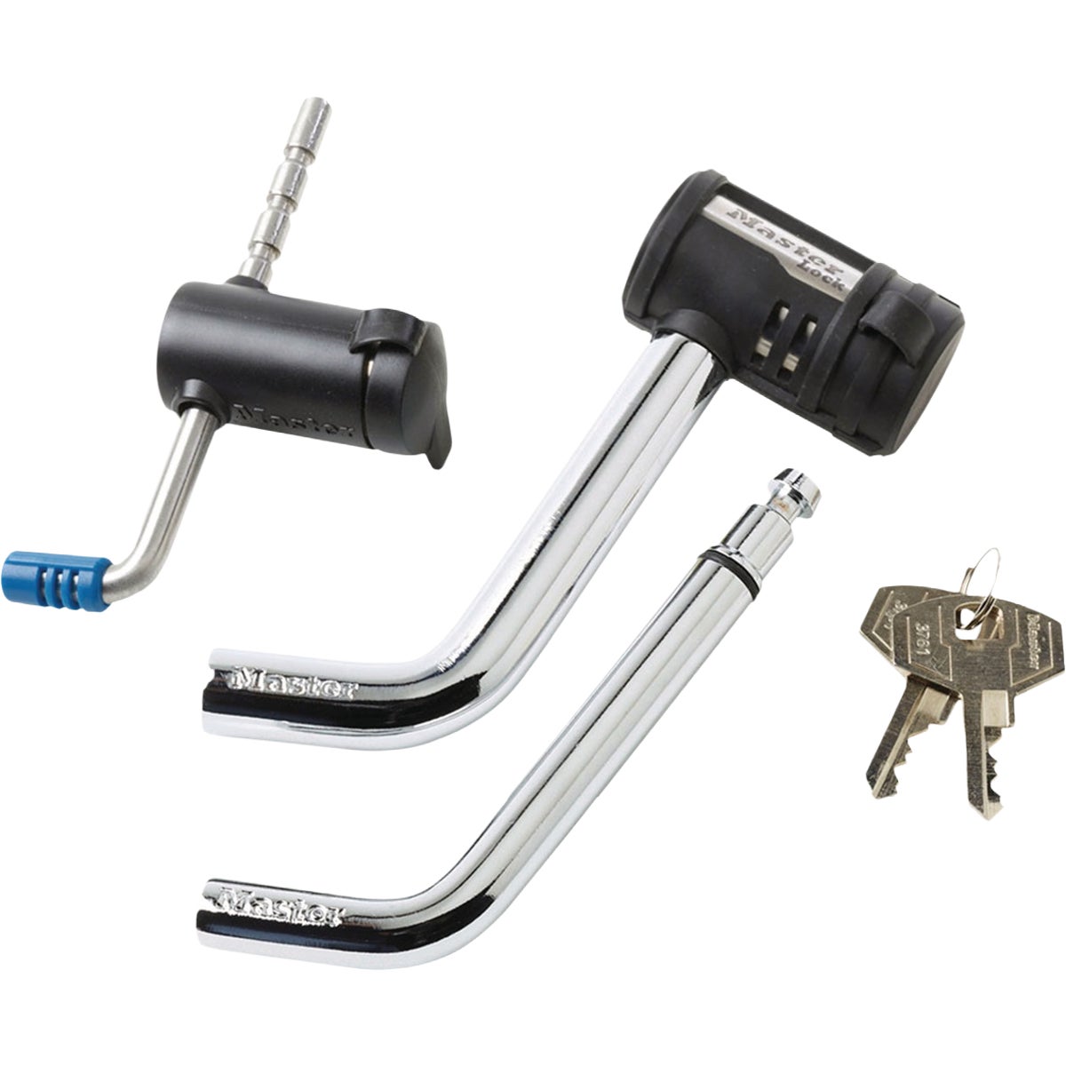 Master Lock Adjustable Latch Trailer Coupler Lock Set with Swivel Head Receiver Image 1