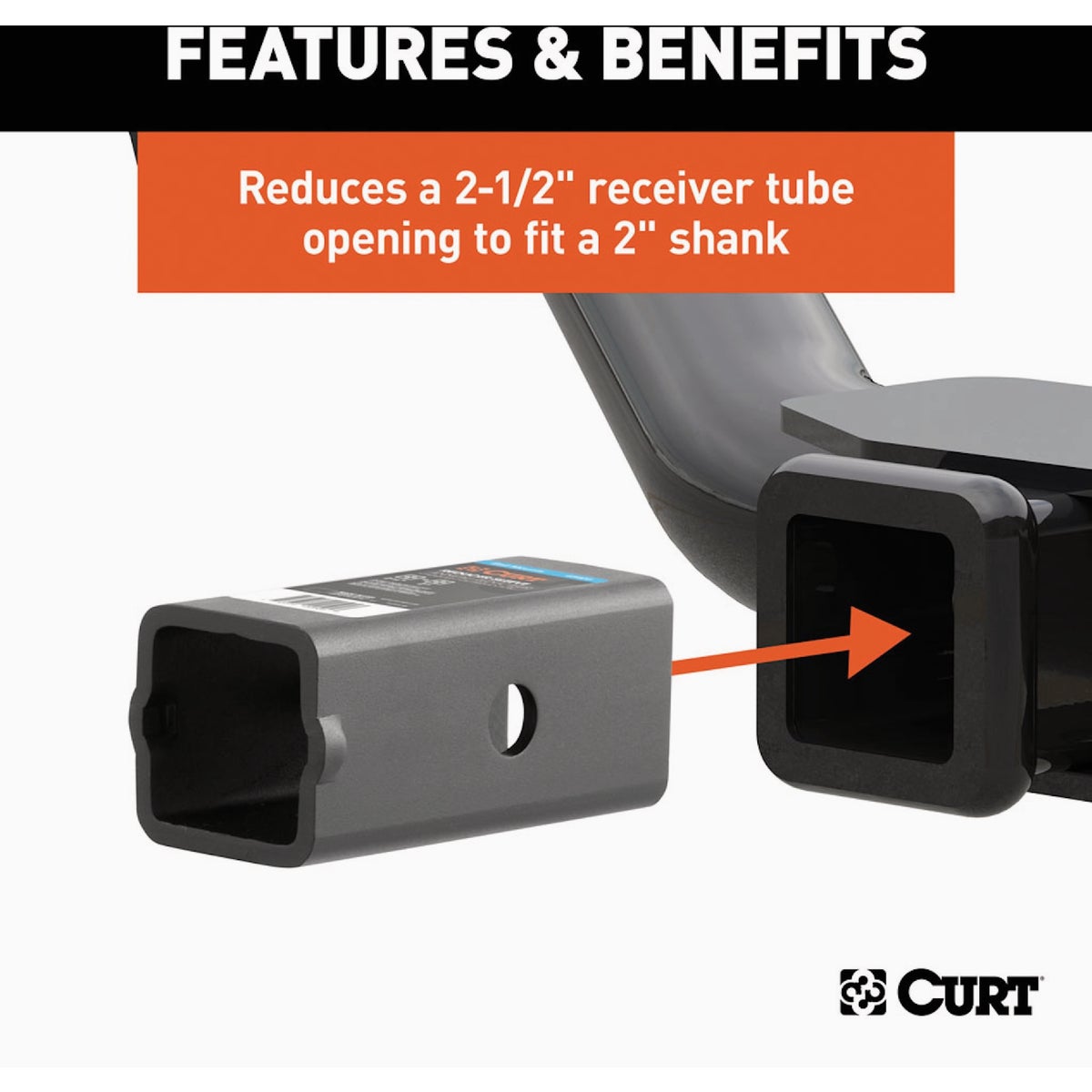 CURT  2-1/2 In. to 2 In. Trailer Hitch Receiver Adapter Reducer Sleeve Image 3