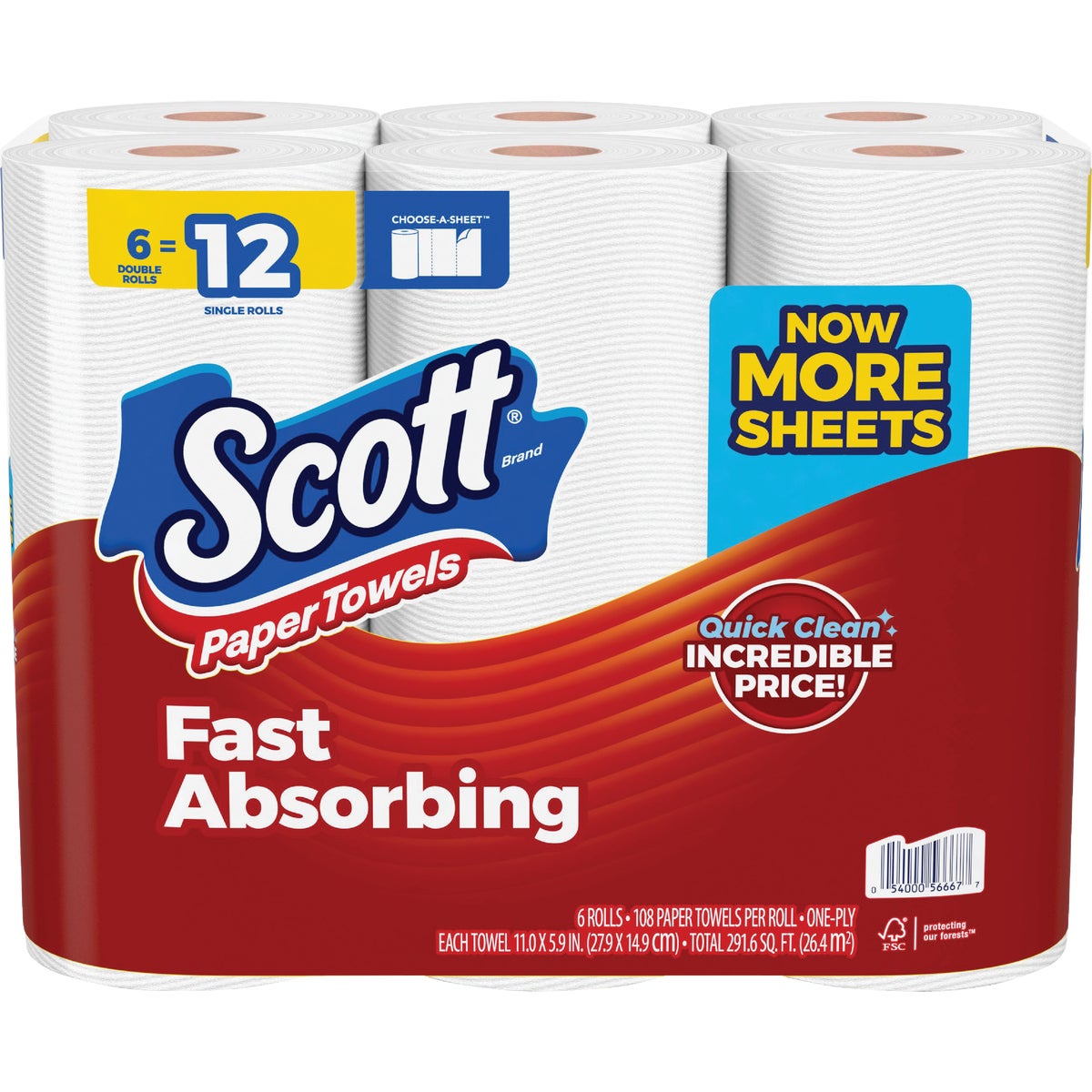 Scott Choose-A-Sheet Paper Towel (6 Double Rolls)
