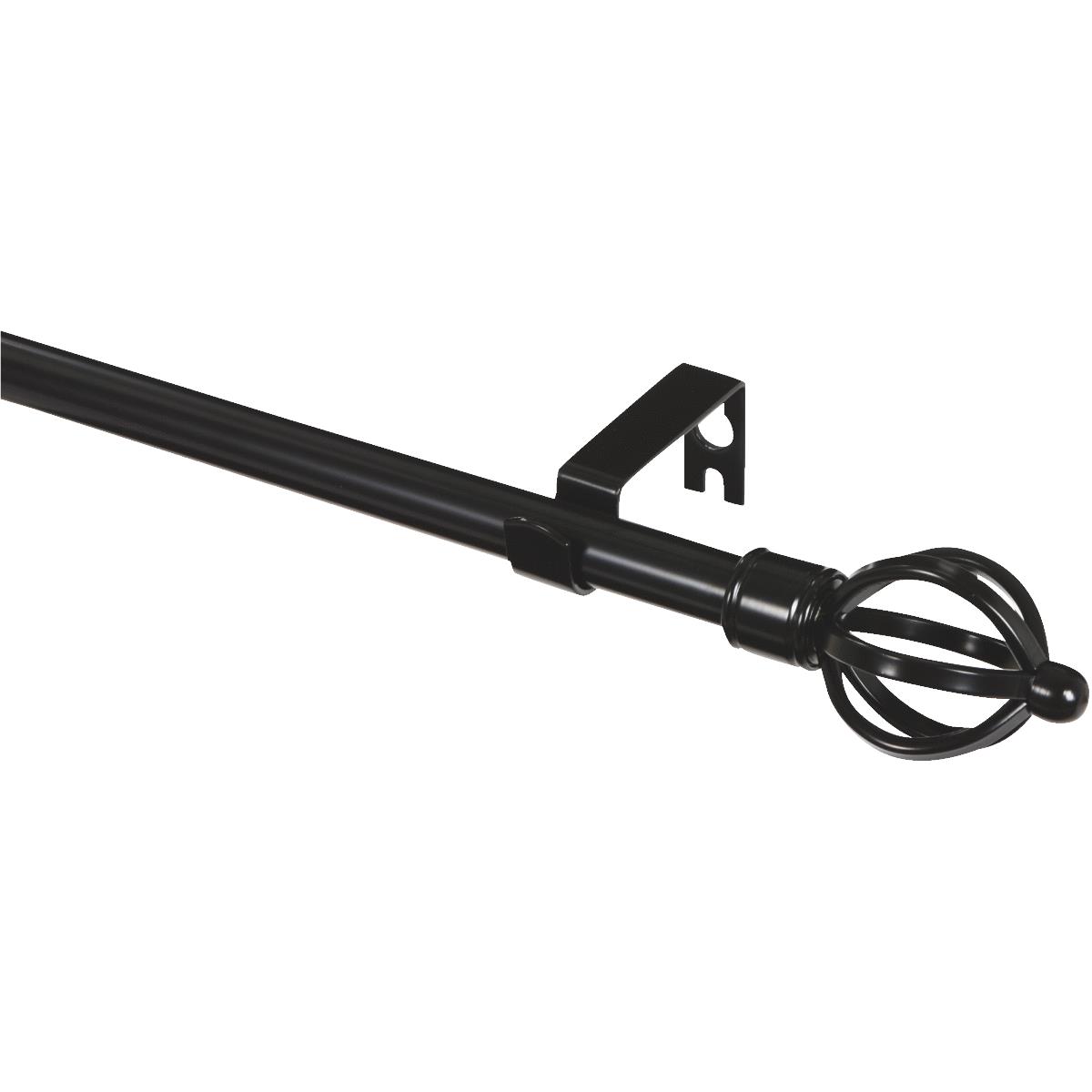 Levolor Cage Ball 28 In. To 48 In. 5/8 In. Single Black Curtain Rod