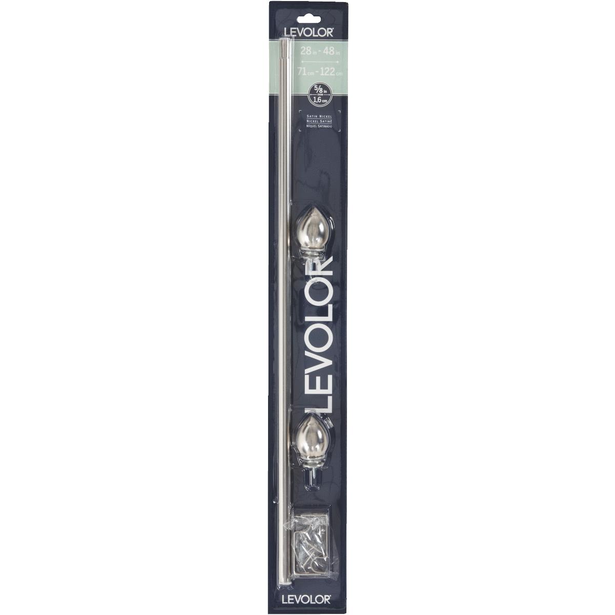 Levolor Egg 28 In. To 48 In. 5/8 In. Single Satin Nickel Curtain Rod