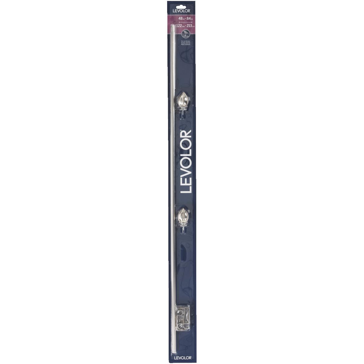 Levolor Egg 48 In. To 84 In. 5/8 In. Single Satin Nickel Curtain Rod