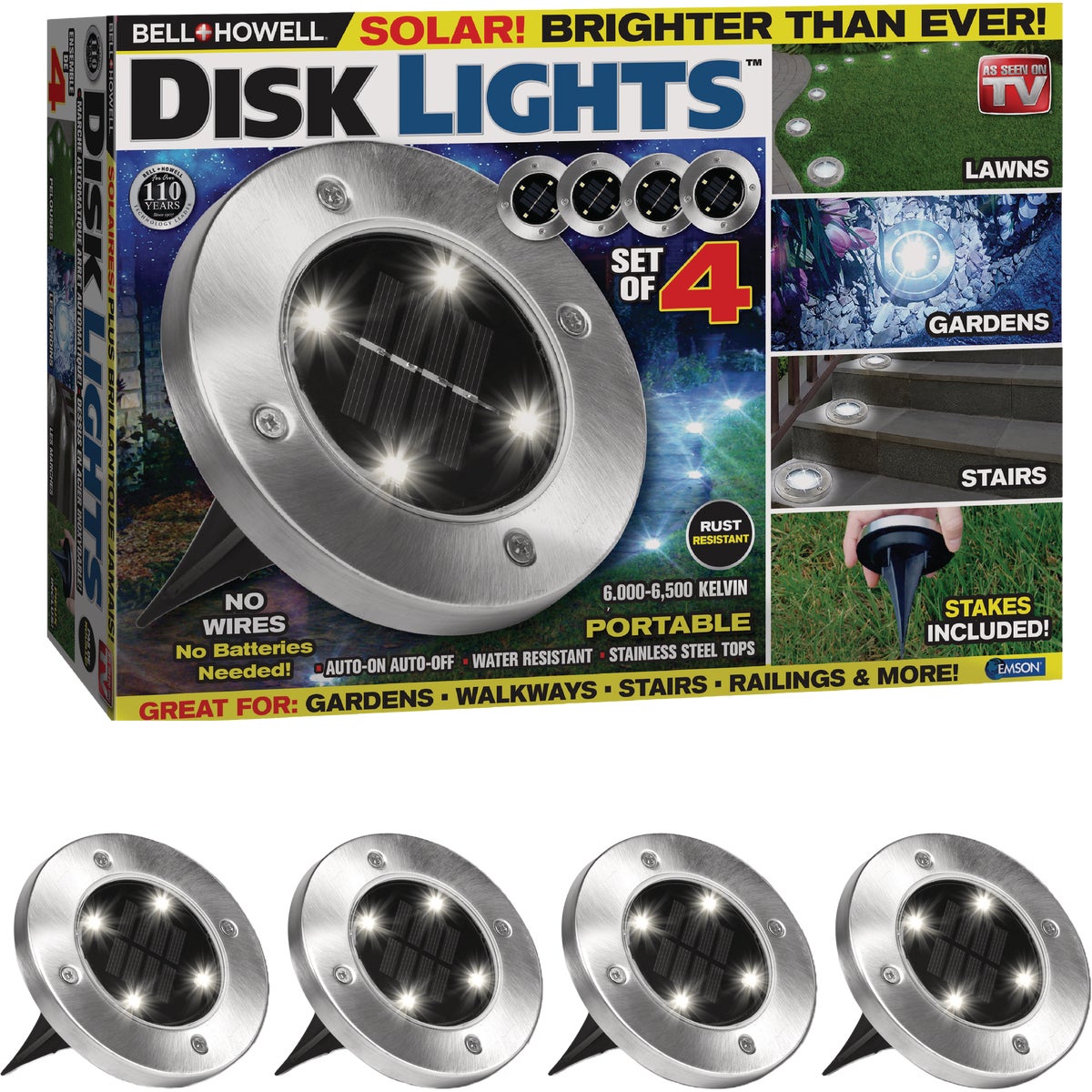 Bell+Howell Outdoor Solar LED Disk Lights (4-Pack) Image 7