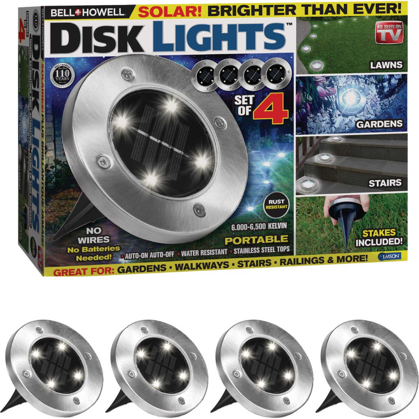 Bell+Howell Outdoor Solar LED Disk Lights (4-Pack) Image 7