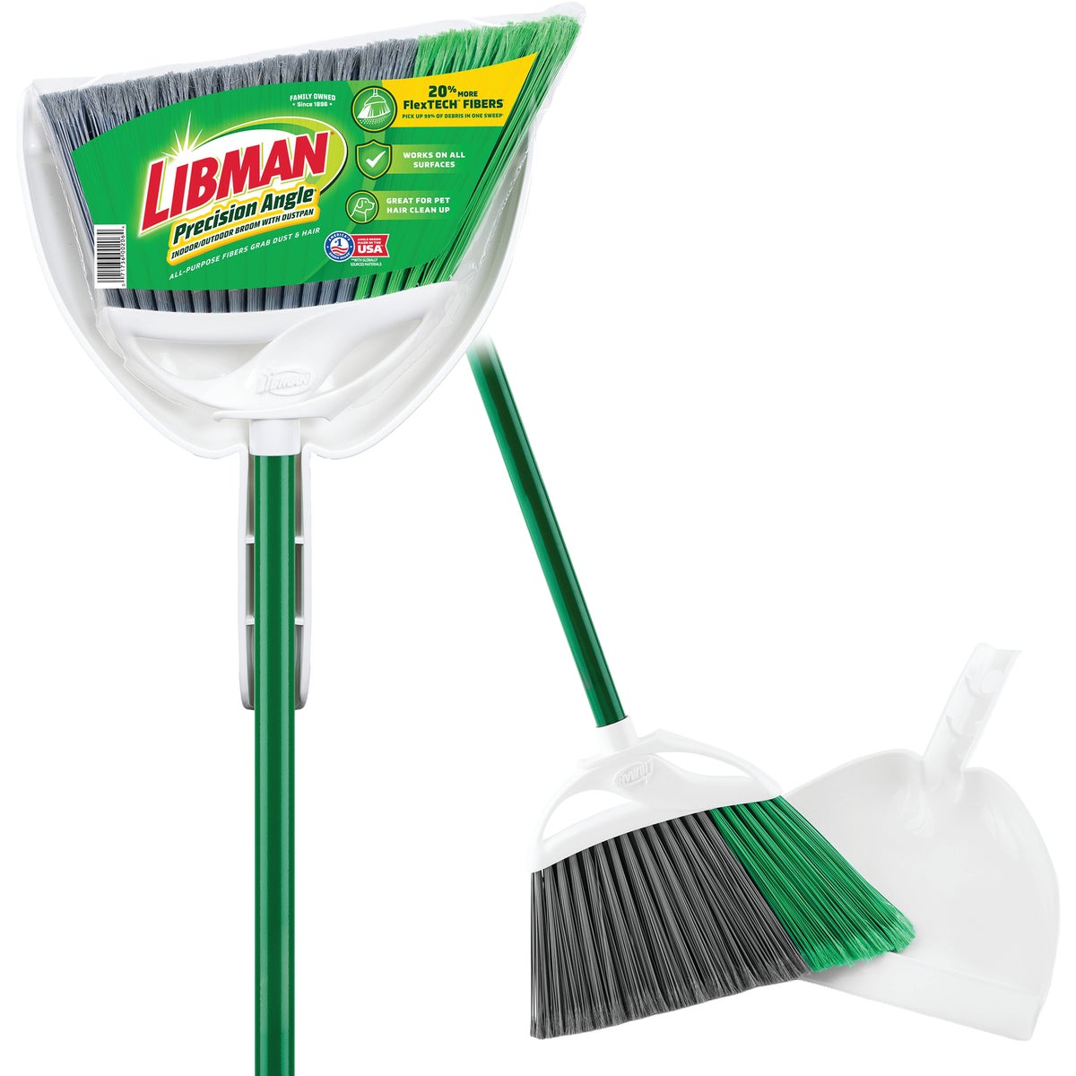 Libman 11 In. W. x 53.5 In. L. Precision Angle Broom with Dustpan