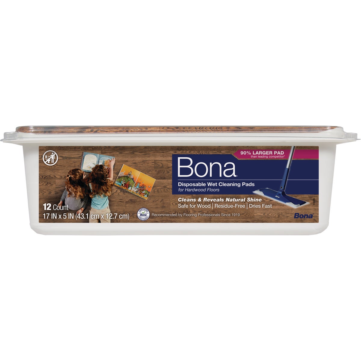 Bona 5 In. W. x 17 In. L. Wet Hardwood Floor Cleaning Pads (12-Pack) Image 1