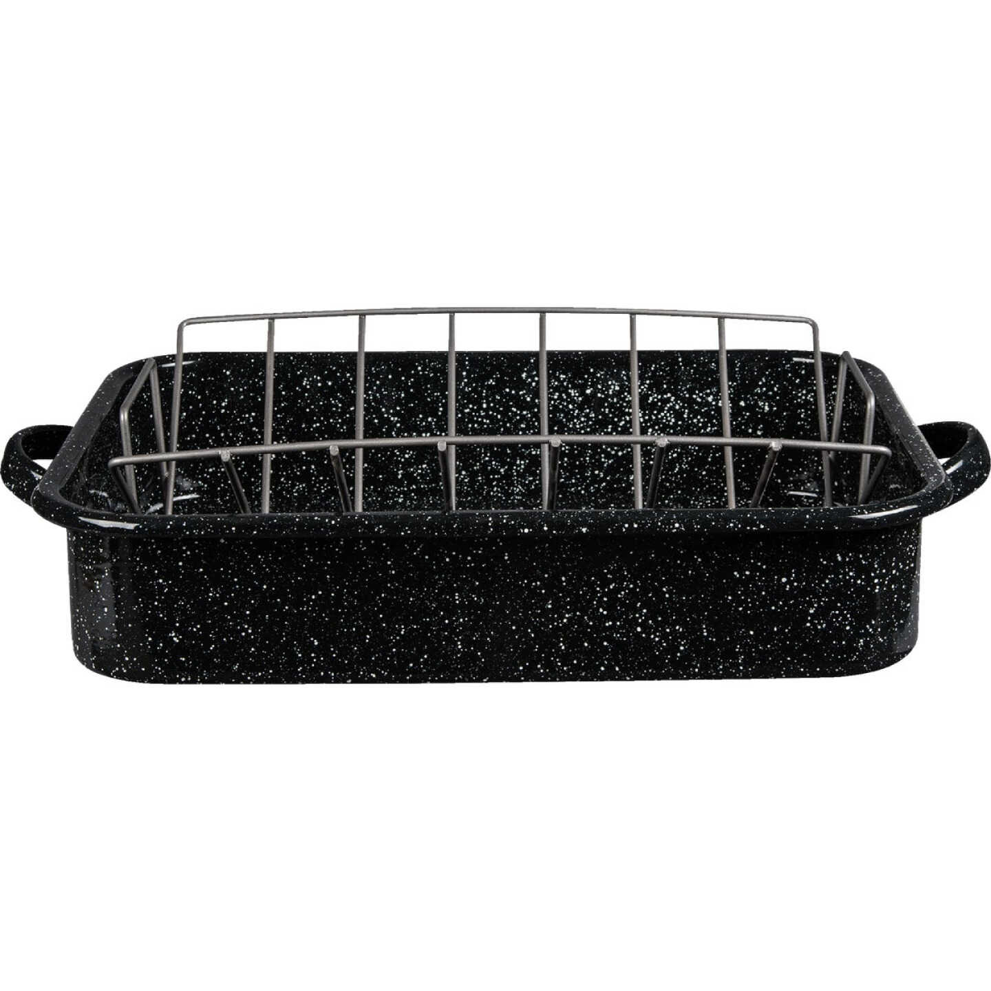 GraniteWare Open Rectangular Roaster with V-Rack Image 1