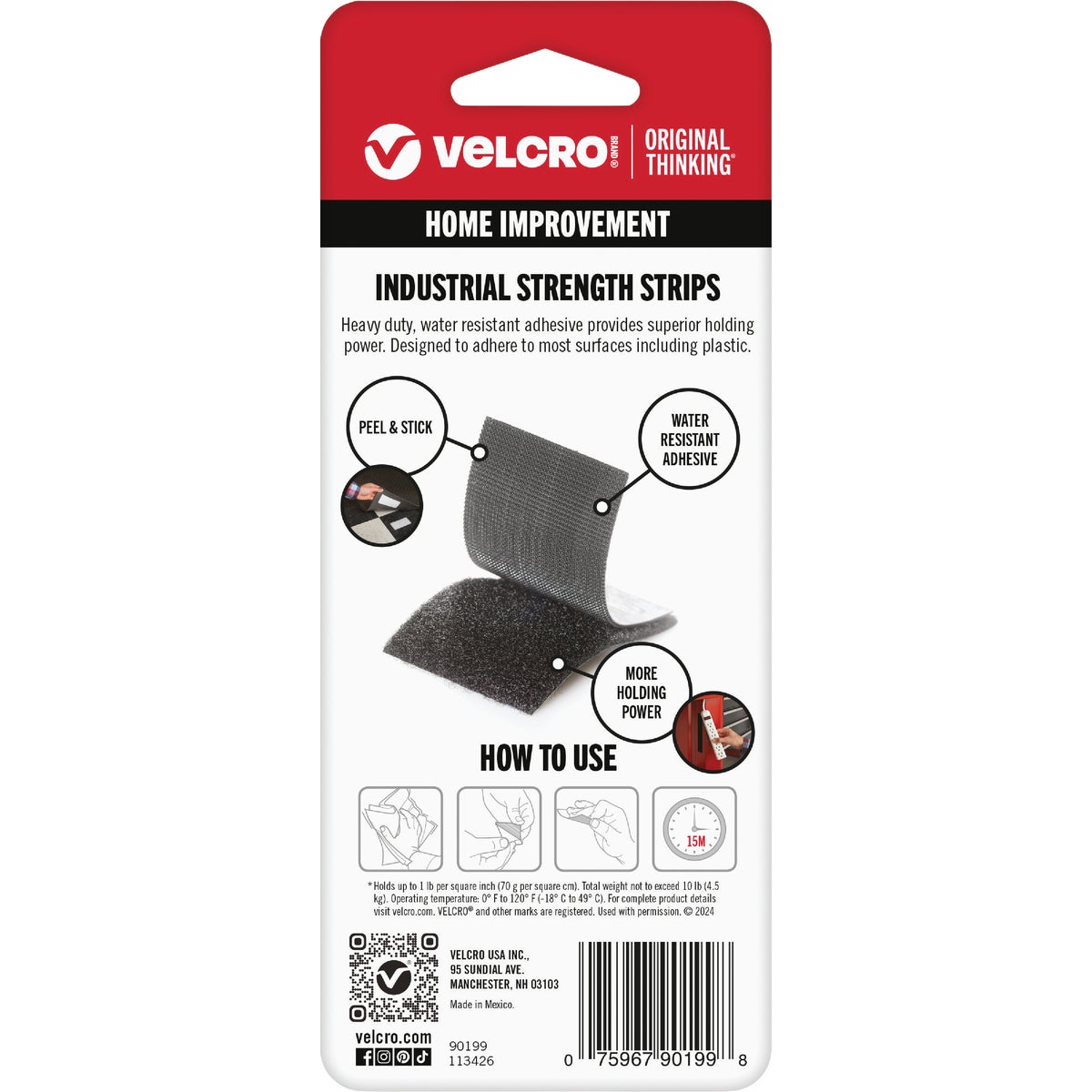 VELCRO Brand 2 In. x 4 In. Black Industrial Strength Hook & Loop Strip (2-Count) Image 5