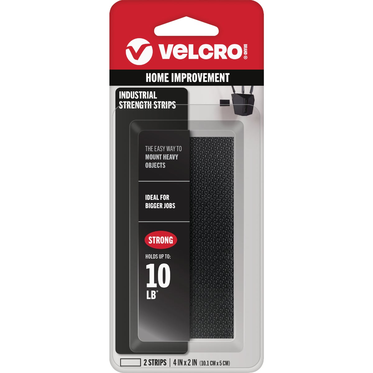 VELCRO Brand 2 In. x 4 In. Black Industrial Strength Hook & Loop Strip (2-Count)