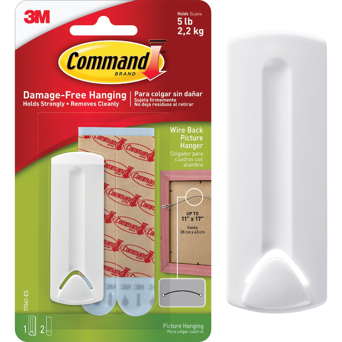 Command Wire-Backed Picture Hanger, White, 1 Hanger, 2 Strips Image 1