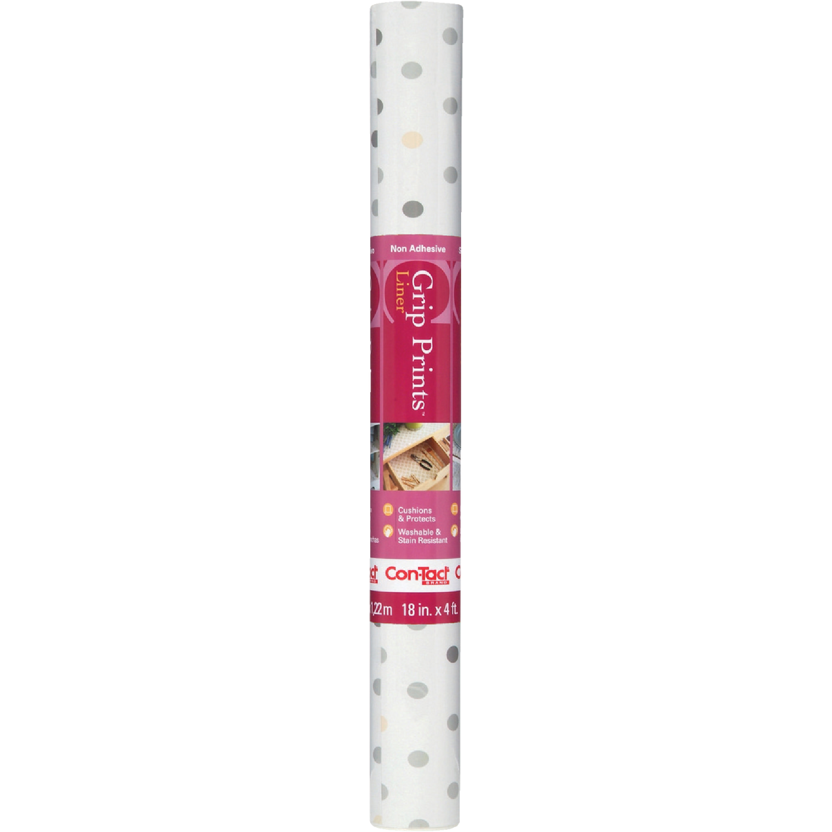 Con-Tact Grip Print 18 In. x 4 Ft. Dottie Gray Non-Adhesive Shelf Liner Image 2