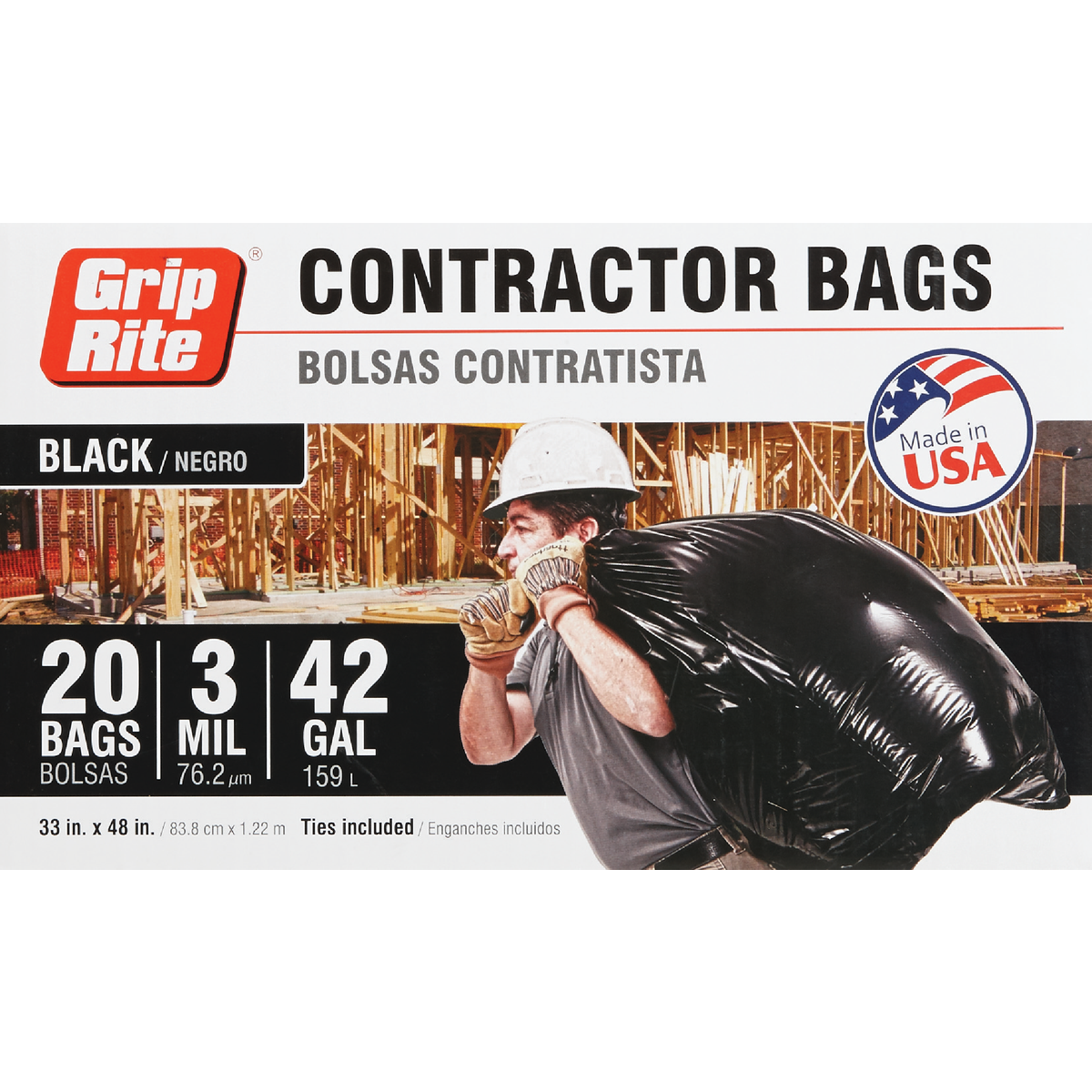 Grip-Rite 42 Gal. Contractor Black Trash Bag (20-Count) Image 2