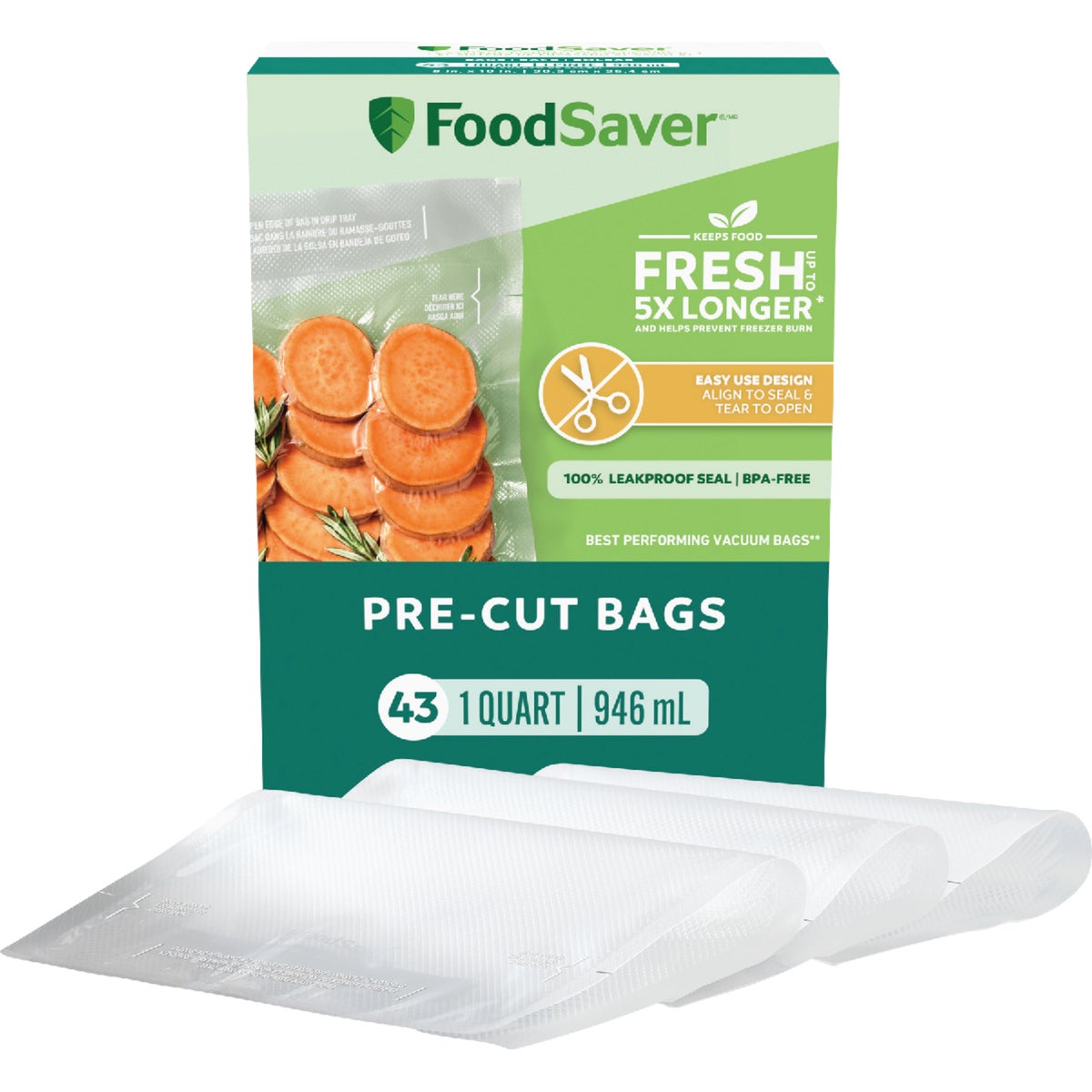 FoodSaver 1 Qt. Pre-Cut Bag (43-Count)