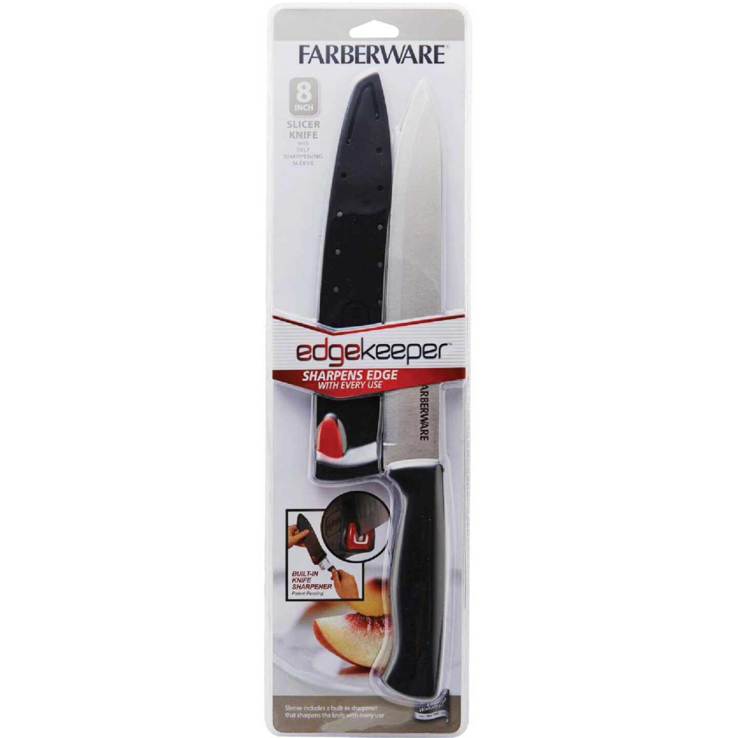 Farberware 8 In. Black Slicer Knife with Edgekeeper Sheath Image 1