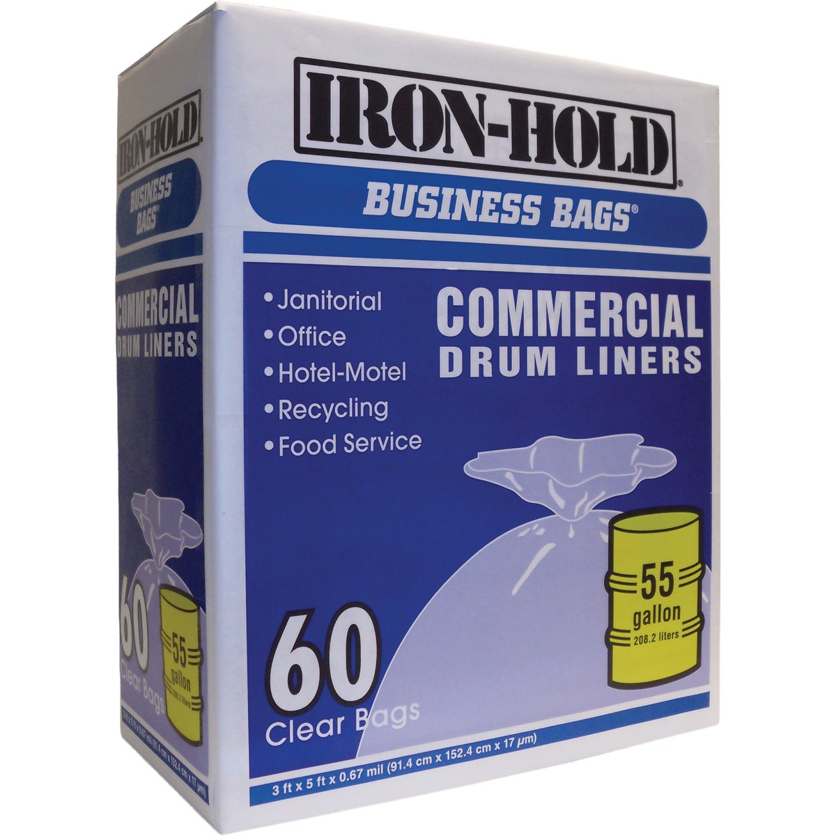 Berry 55 Gal. Clear Institutional Drum Liner Trash Bag (60-Count)