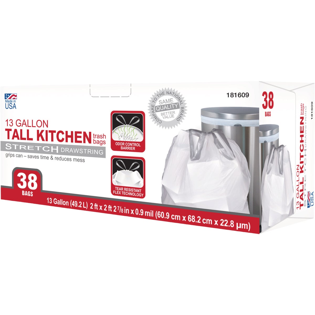 Berry 13 Gal. White Tall Kitchen Drawstring Trash Bags (38-Count) Image 2