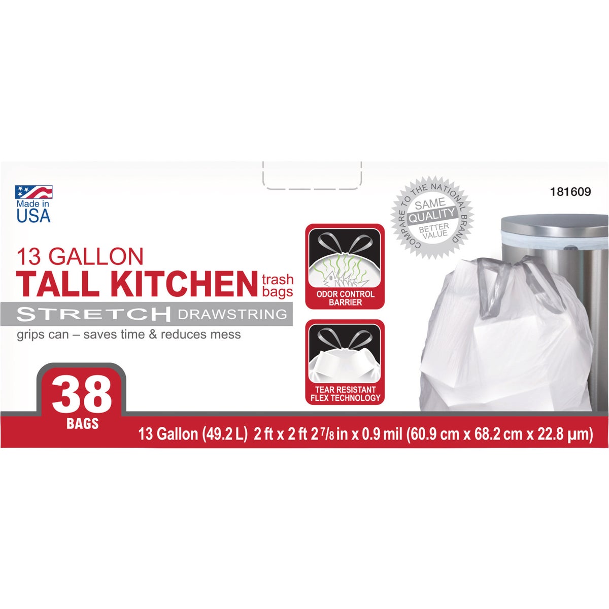Berry 13 Gal. White Tall Kitchen Drawstring Trash Bags (38-Count)