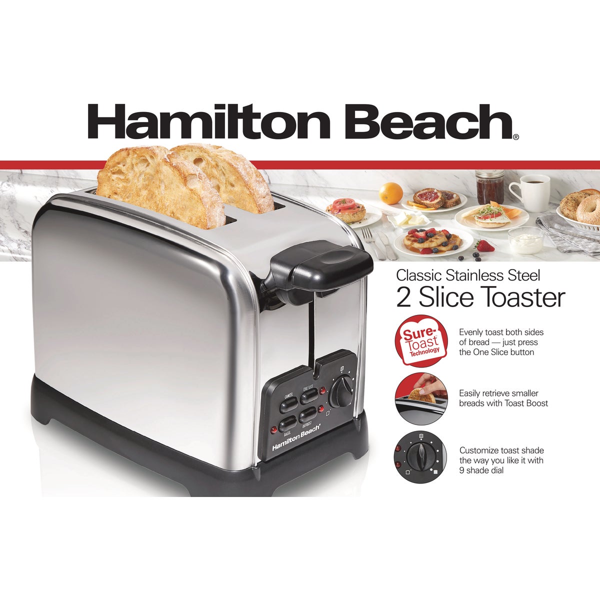Hamilton Beach Classic 2-Slice Stainless Steel Toaster Image 2