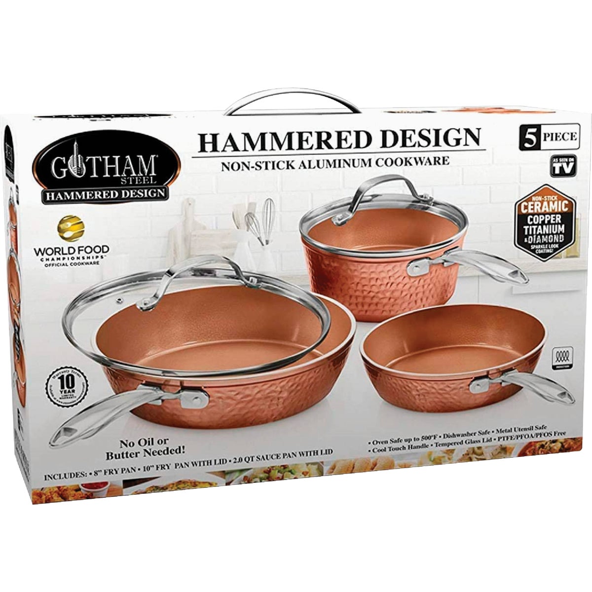 Gotham Steel Hammered Cookware Set (5 Piece)