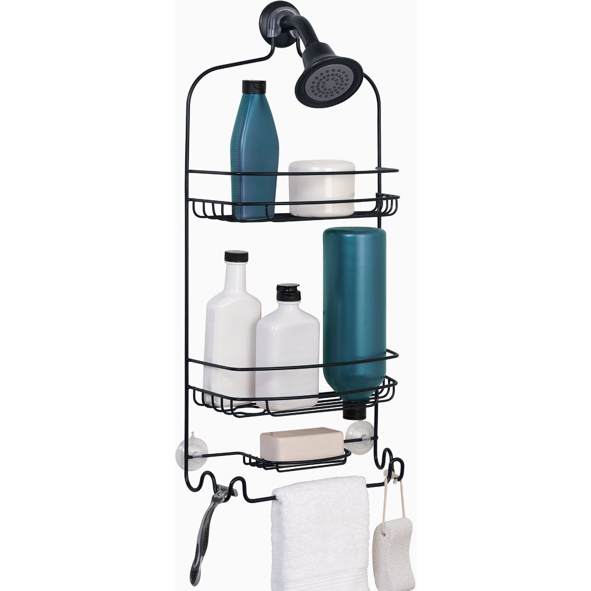 Zenna Home 11 In. x 24 In. Hanging Shower Caddy, Matte Black Image 3