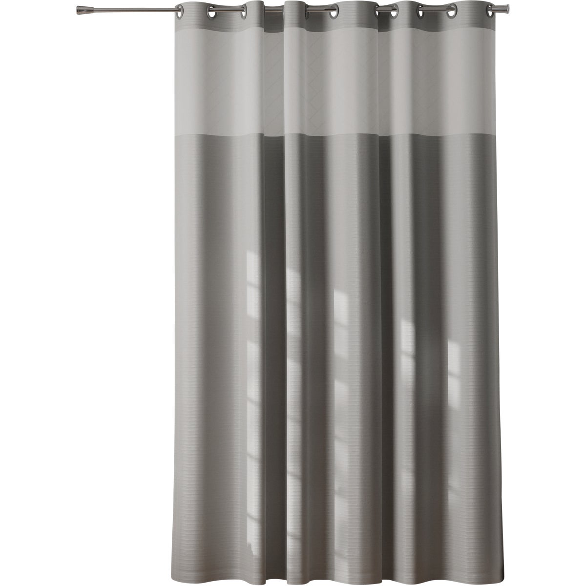 Zenna Home 71 In. x 74 In. Kadin Grey Fabric InstaCurtain Hotel-Style Shower Curtain