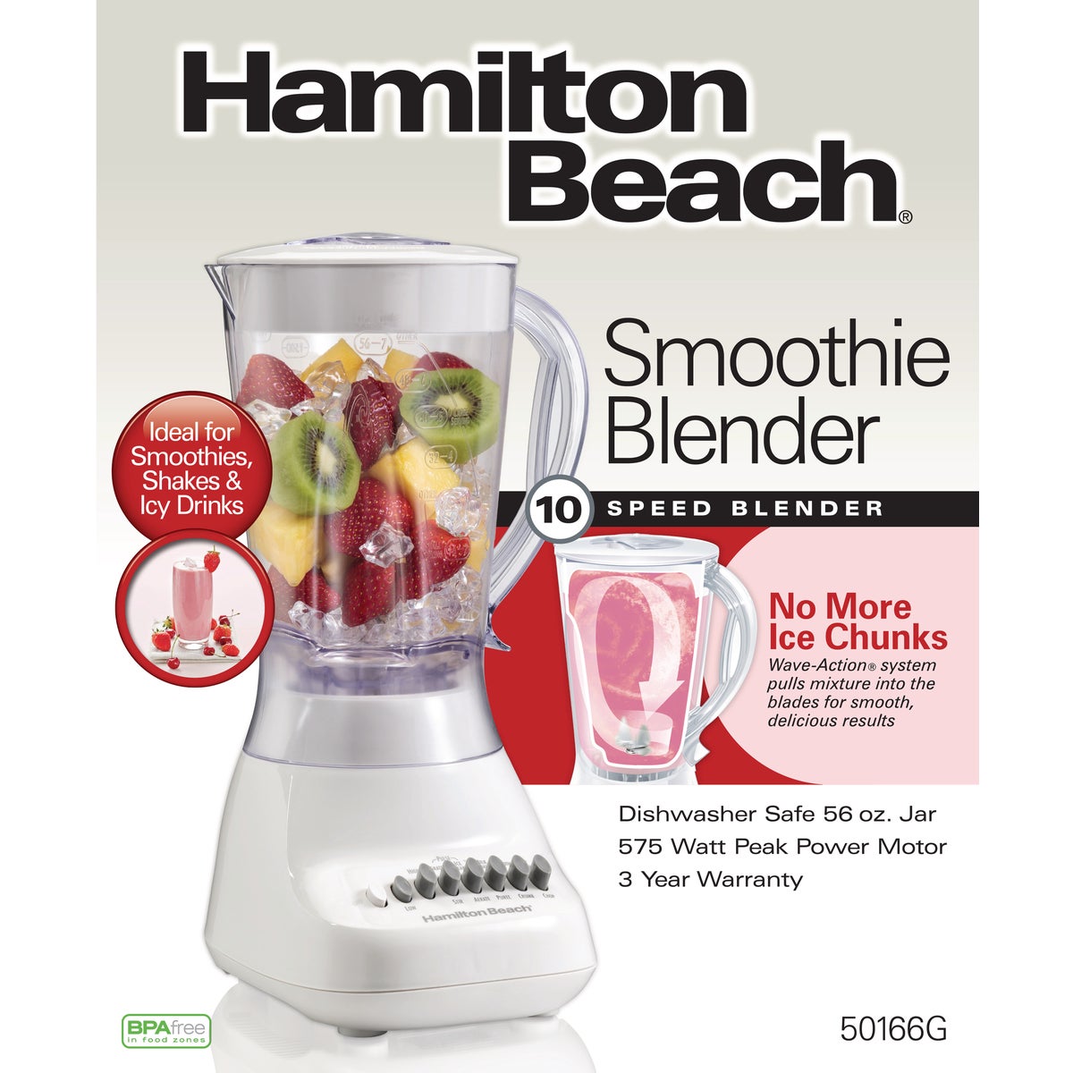 Hamilton Beach Wave Maker 56 Oz. 10-Speed Smoothie Blender Image 2