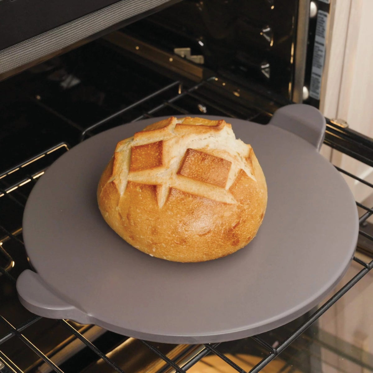 Old Stone 15 In. Grey Glazed Round Pizza Stone With Handles Image 3