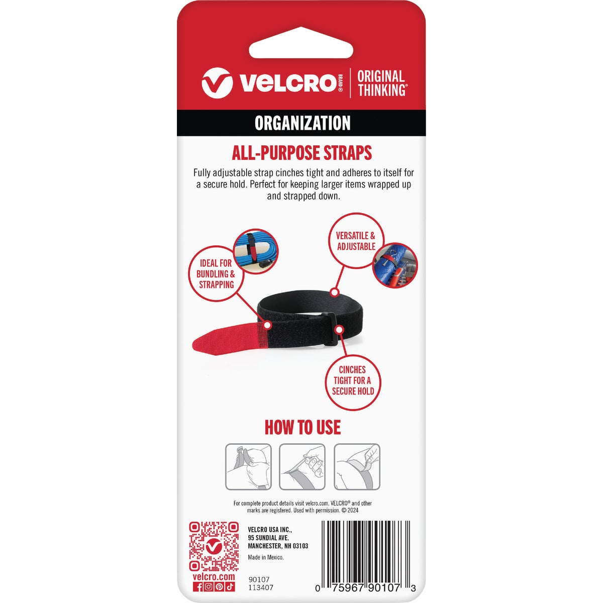 VELCRO Brand 1 In. x 18 In. Black All-Purpose Hook & Loop Strap (2-Count) Image 3