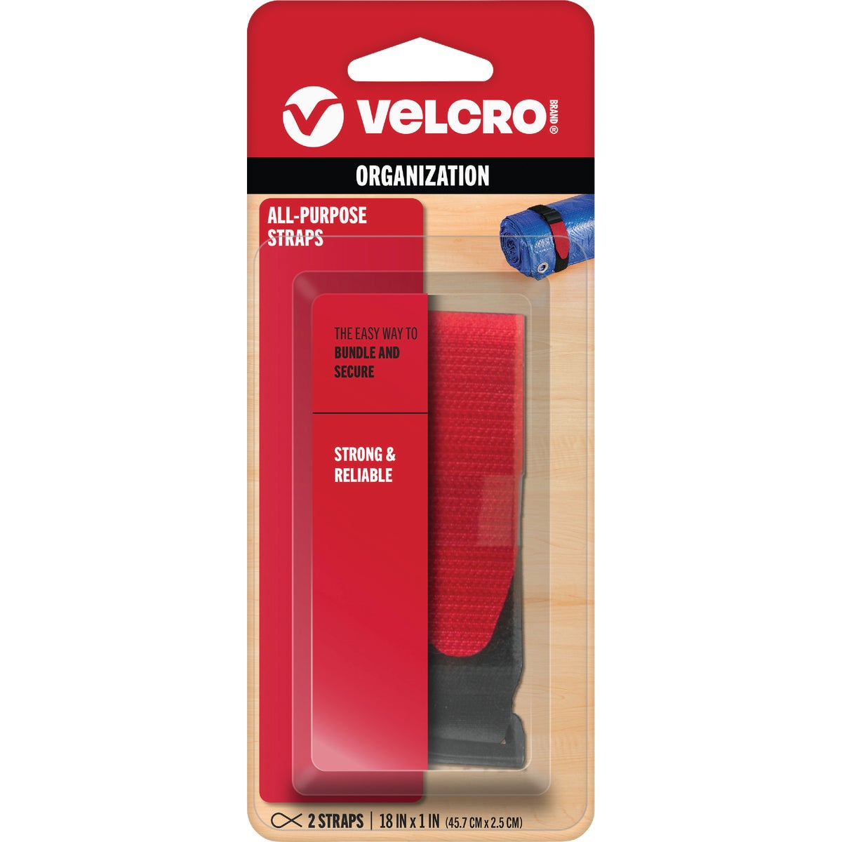 VELCRO Brand 1 In. x 18 In. Black All-Purpose Hook & Loop Strap (2-Count)
