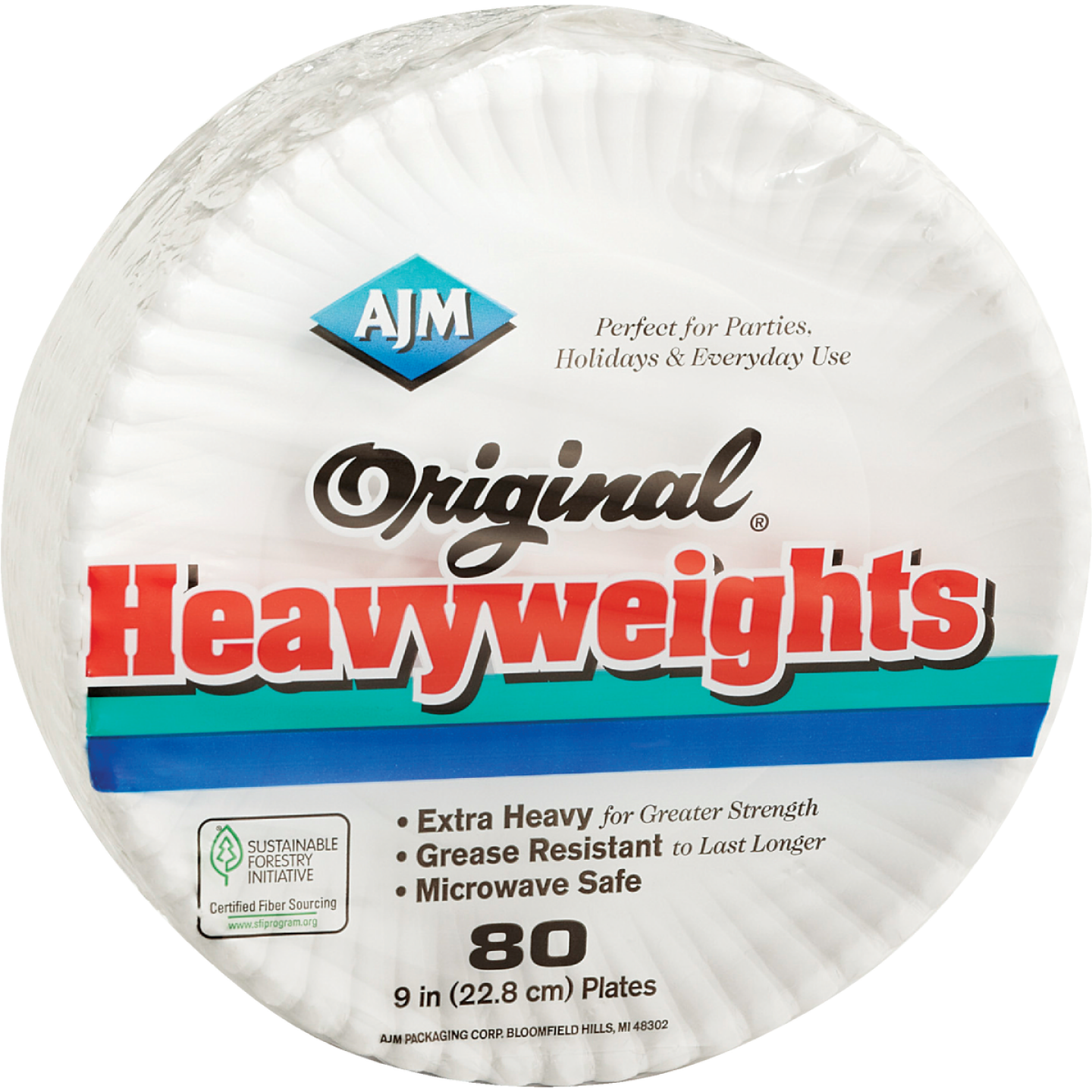 AJM 9 In. Original Heavyweights Paper Plates (80-Count) Image 1