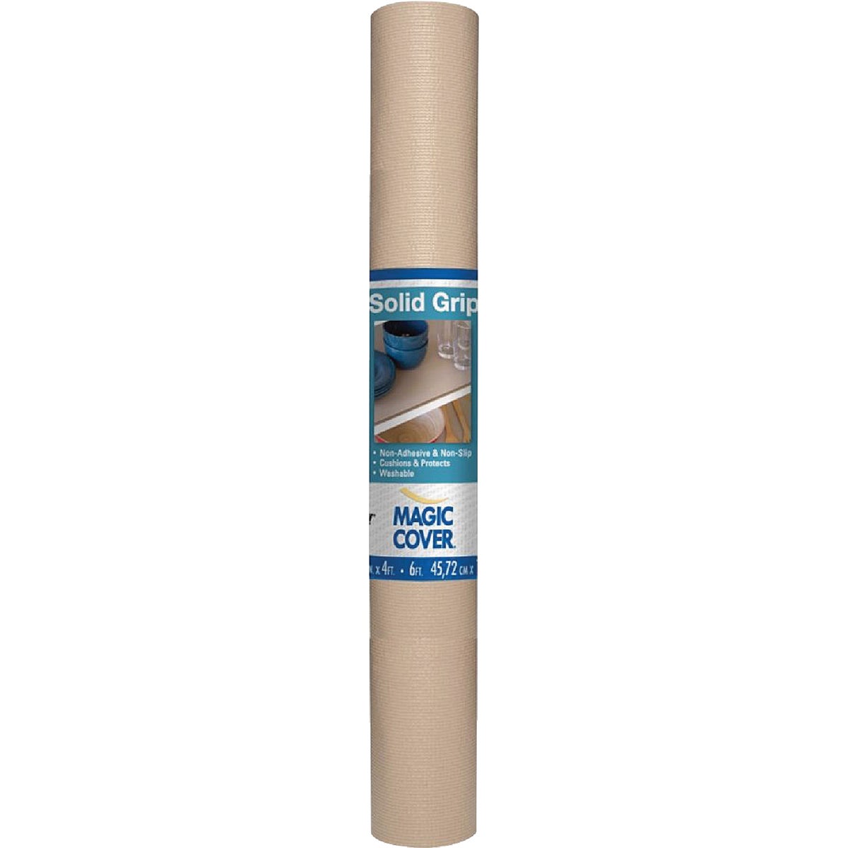 Magic Cover 18 In. x 4 Ft. Taupe Grip Non-Adhesive Shelf Liner Image 1