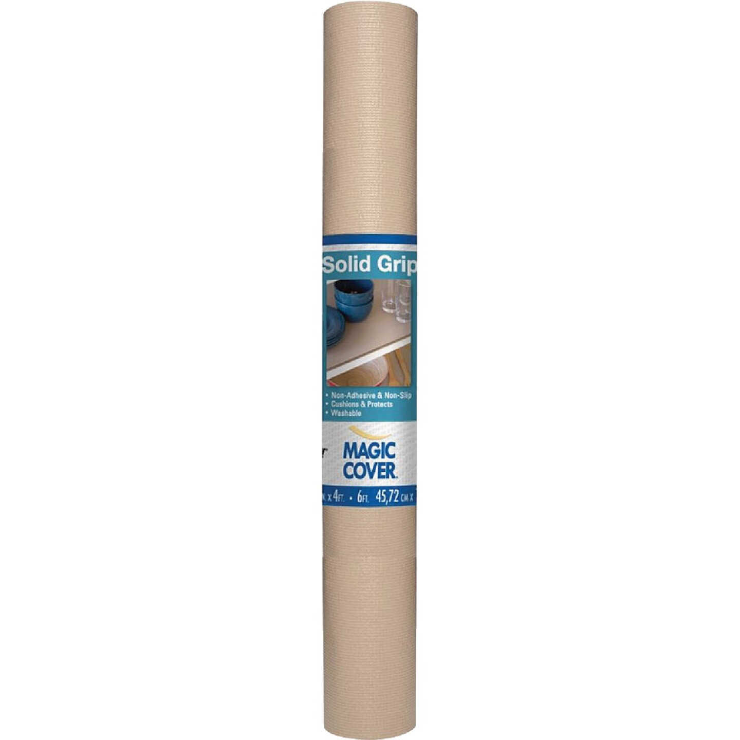 Magic Cover 18 In. x 4 Ft. Taupe Grip Non-Adhesive Shelf Liner Image 1