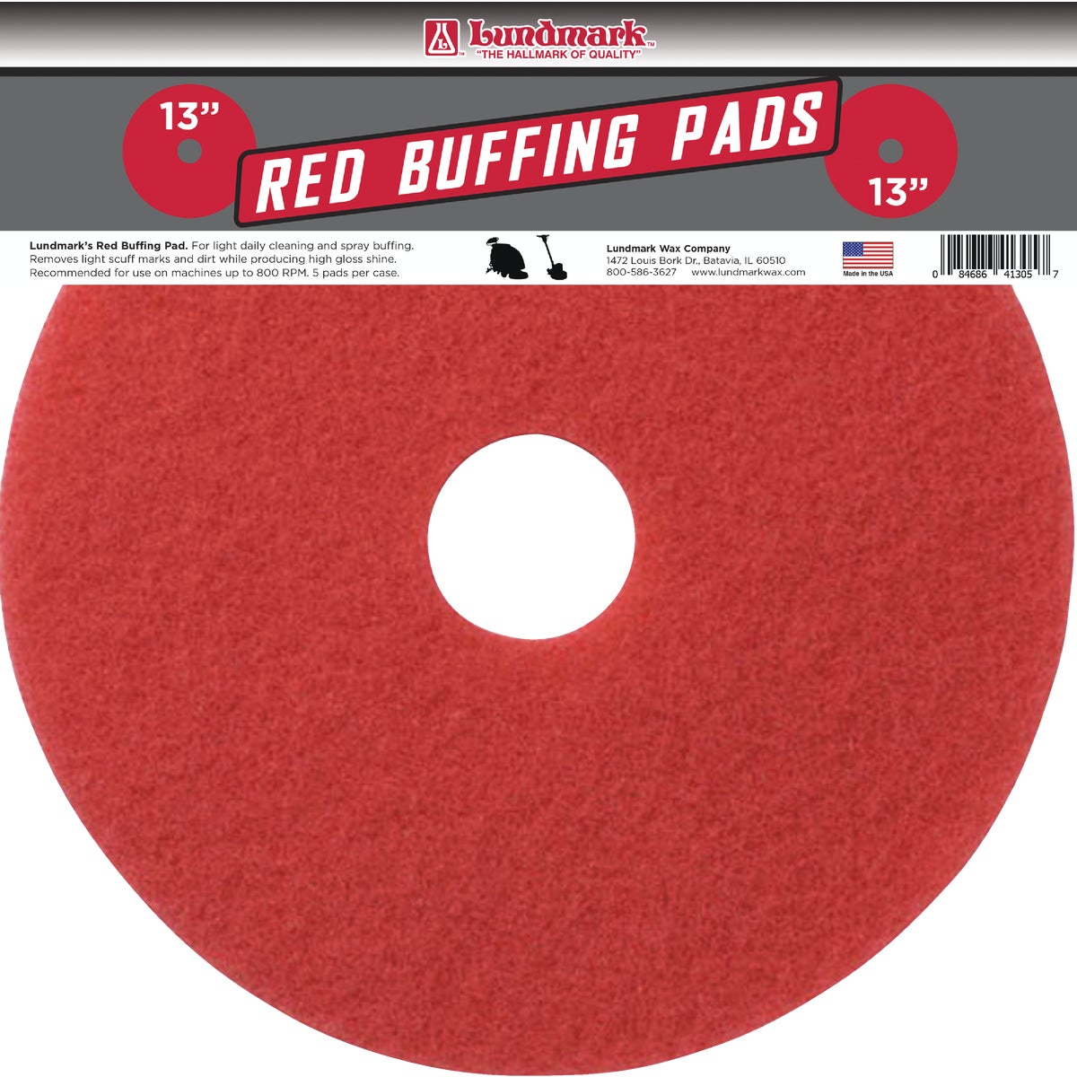 Lundmark 13 In. High Gloss Red Scrub Pad (5-Pack)