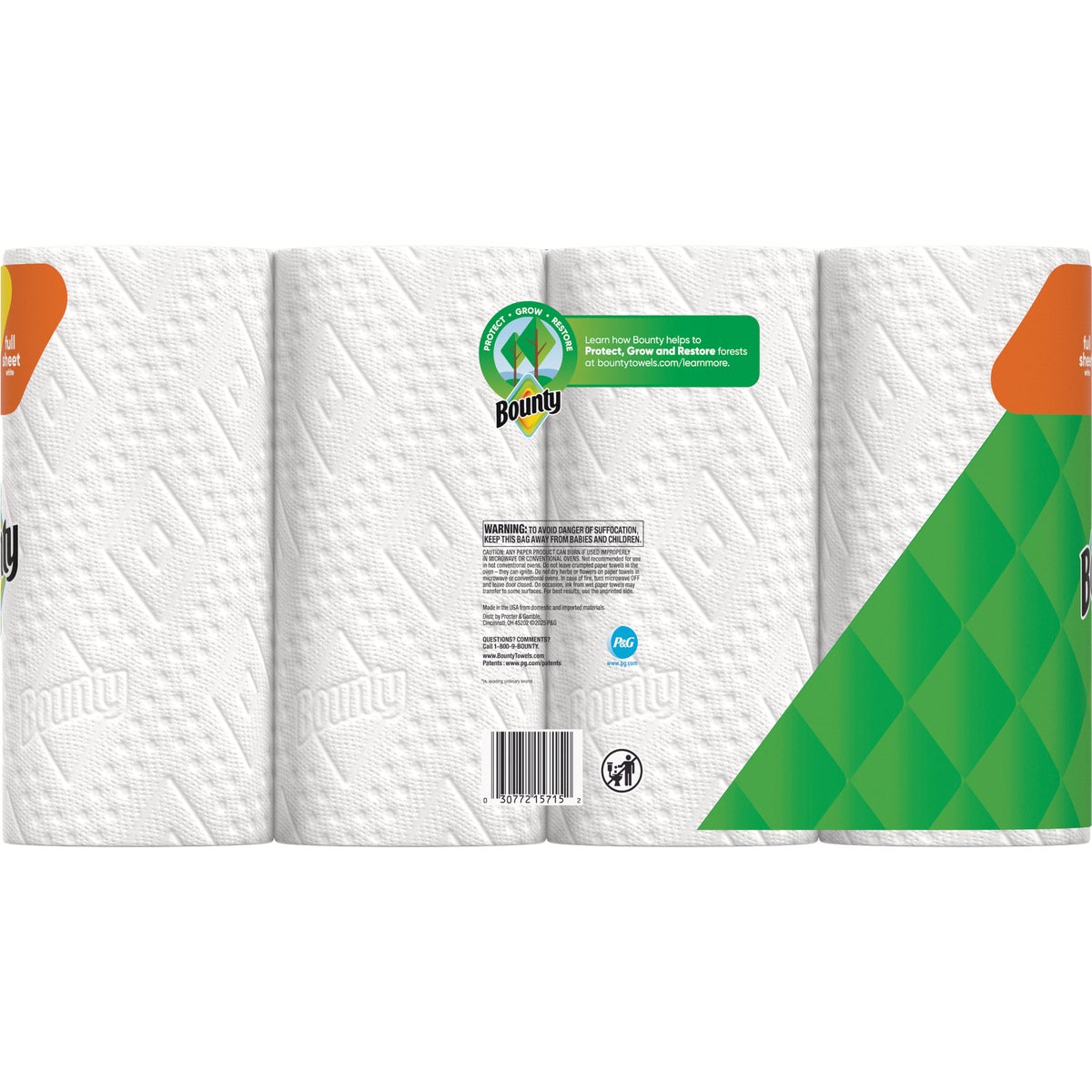 Bounty Paper Towels Full Sheet White, 4 Double Rolls, 50 Sheets Per Roll Image 5
