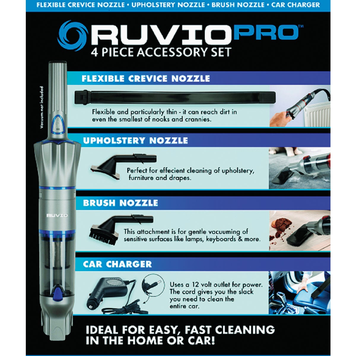 Ruvio Pro Cordless Vacuum Accessory Set (4-Piece)